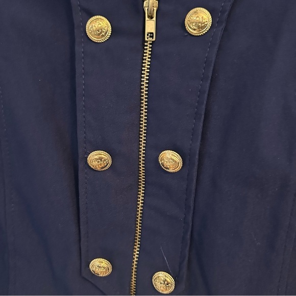 Hybrid & Company Super Stretch Navy Military Crop Blazer with Gold Accents, 1X - Picture 8 of 13